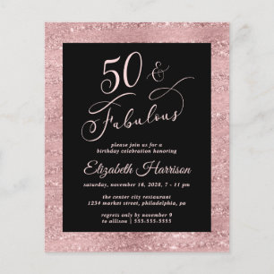 Budget 50th Birthday Party Elegant Rose Gold Flyer