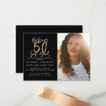 budget 50th look good photo birthday invitation<br><div class="desc">budget Making 50 look good photo birthday invitation. Modern script text monochrome and gold effect design. Part of a collection.</div>