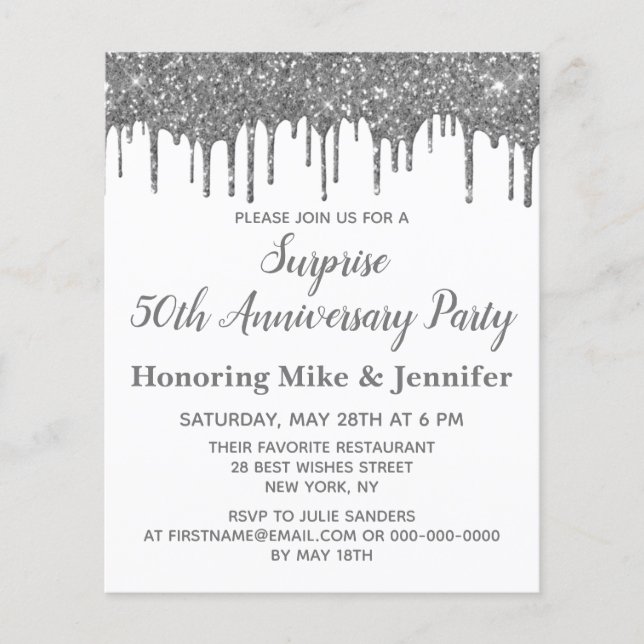 Budget 50th Surprise Party Anniversary Invitations (Front)