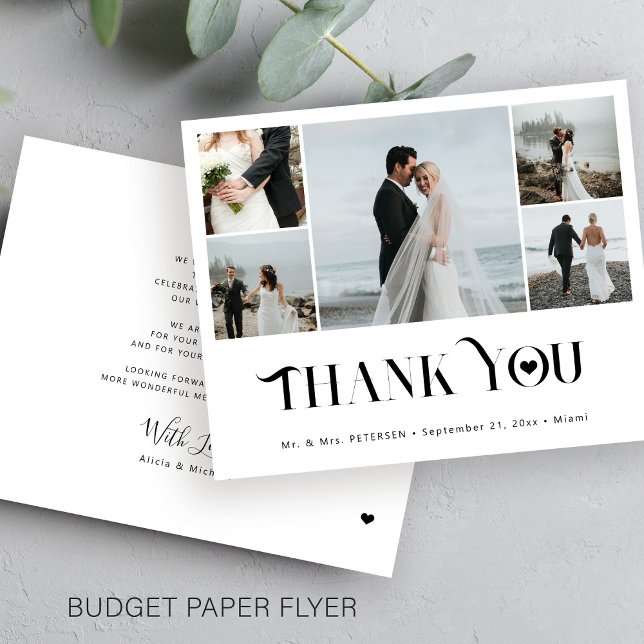 Budget 5 photo collage modern wedding thank you flyer (Creator Uploaded)