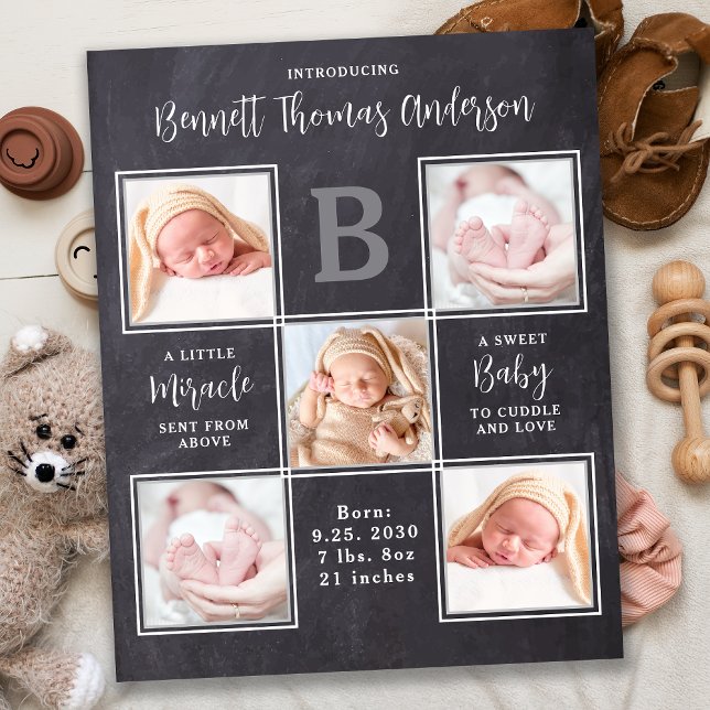 Budget 5 Photo Collage New Baby Birth Thank You (Creator Uploaded)