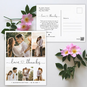 Budget 5 Photo Collage Wedding Thank You Postcard