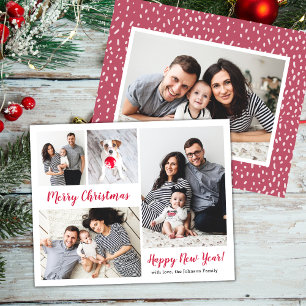 Budget 5 Photo Red Script Christmas Holiday Cards