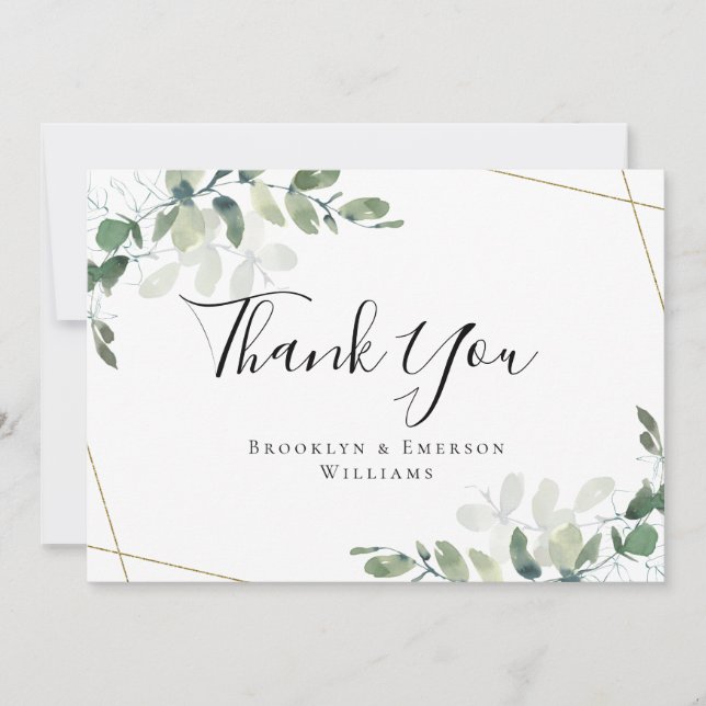 BUDGET 5x7 Eucalyptus Wedding Thank You  Card (Front)