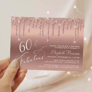 Budget 60th Birthday Glitter Rose Gold Invitation