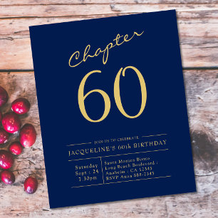 Budget 60th Birthday Invitation Navy Blue Flyer