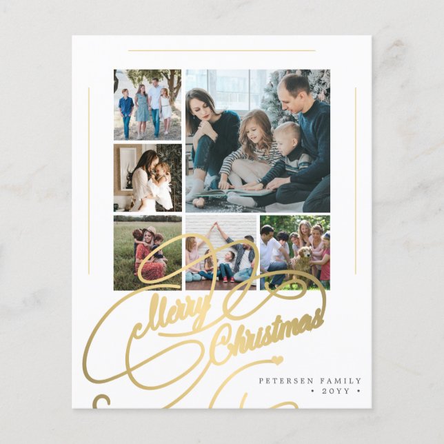 Budget 6 family photos Christmas Holiday Card (Front)