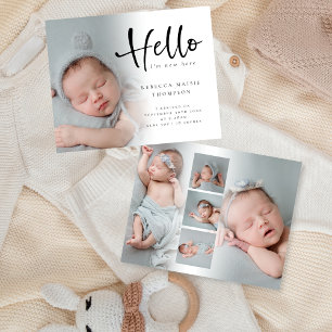 Budget 6 Photo Baby Girl Boy Hello Birth Announce