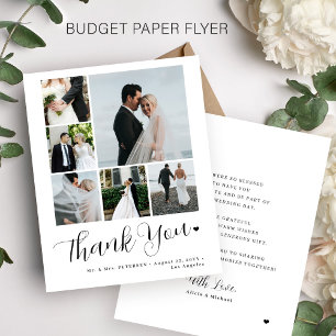 Budget 6 photo collage wedding thank you card