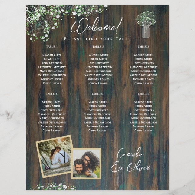 BUDGET 6 Table Rustic Gypsophila PHOTO Seating     (Front)