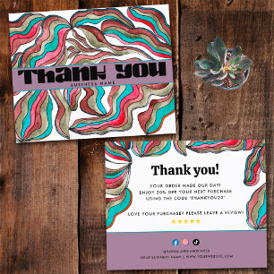 Budget 70s Groovy Teal Pink Business Order Insert