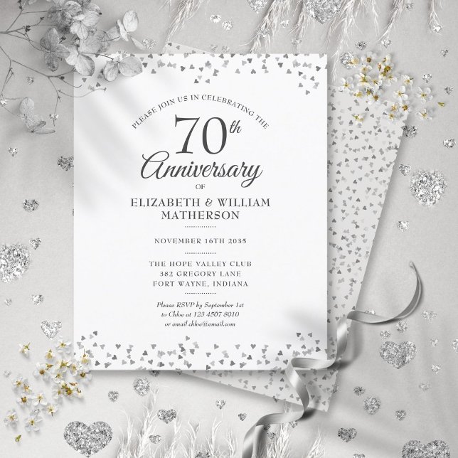 Budget 70th Anniversary Hearts Invitation (Budget 70th Anniversary Hearts Invitation)
