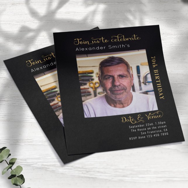 Budget 70th Birthday Black Invitation Flyer (Creator Uploaded)