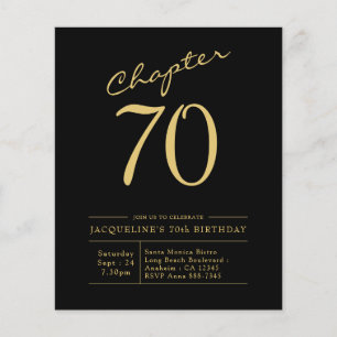 Budget 70th Birthday Invitation Black Gold Flyer