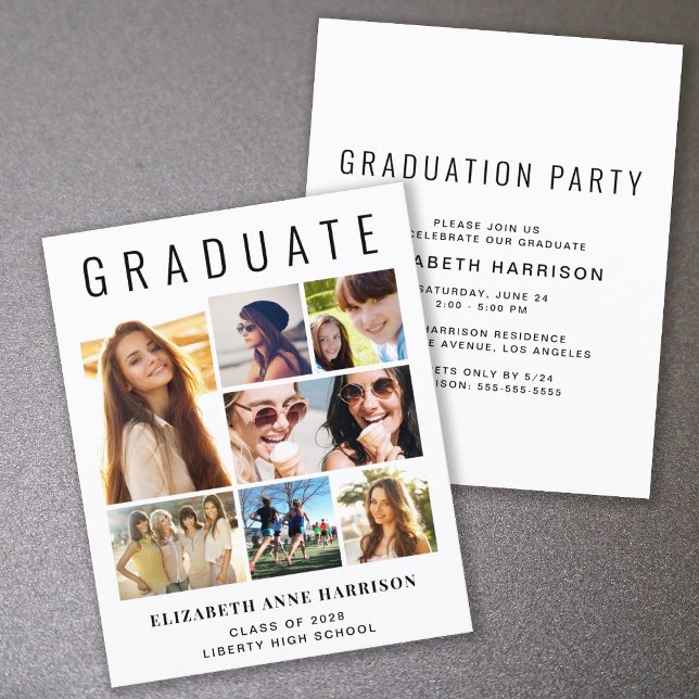 Budget 7 Photo Graduation Party Invitation (Creator Uploaded)