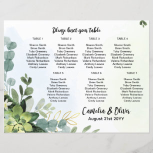 BUDGET 7 Table Wedding Seating Chart Greenery