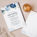 Budget 80 Birthday Dusty Blue Floral Party Invite<br><div class="desc">Budget 80 Birthday Dusty Blue Floral Party Invitation you can easily edit for your special birthday by clicking the "Personalise" button</div>