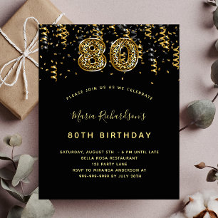 Budget 80th birthday black gold leopard party