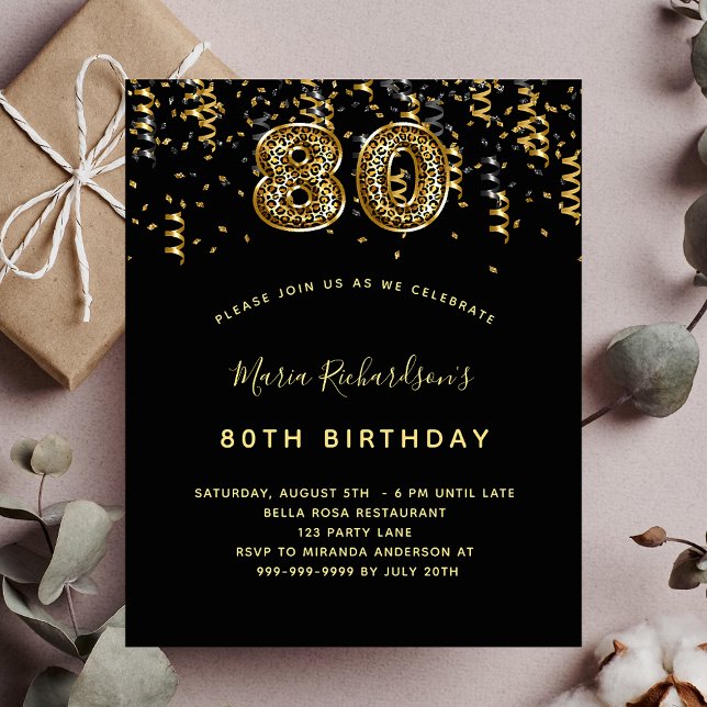 Budget 80th birthday black gold leopard party (Creator Uploaded)