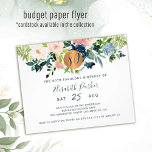Budget 80th floral birthday party Invitation Flyer<br><div class="desc">Peach cream, blush pink, ivory and navy blue bohemian pastel flowers bouquets with sage green greenery foliage and a round faux metallic gold copper glitter circle making a modern glam horizontal BUDGET affordable feminine eightieith milestone eighty and fabulous / any age birthday party invitation FLYER with a trendy chic fully...</div>