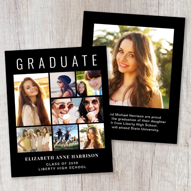 Budget 8 Photo Black Graduation Announcement (Budget 8 Photo Black Graduation Announcement)