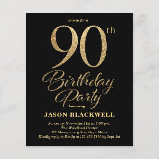Budget 90th Birthday Party Invitation