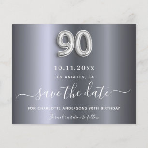 Budget 90th birthday silver metal save the date