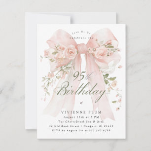 BUDGET 95th Birthday Party Elegant Pink Floral Invitation