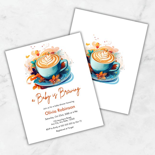 Budget A Baby is Brewing Coffee Baby Shower Invite (Budget Blue A Baby is Brewing Coffee Baby Shower Invitation )
