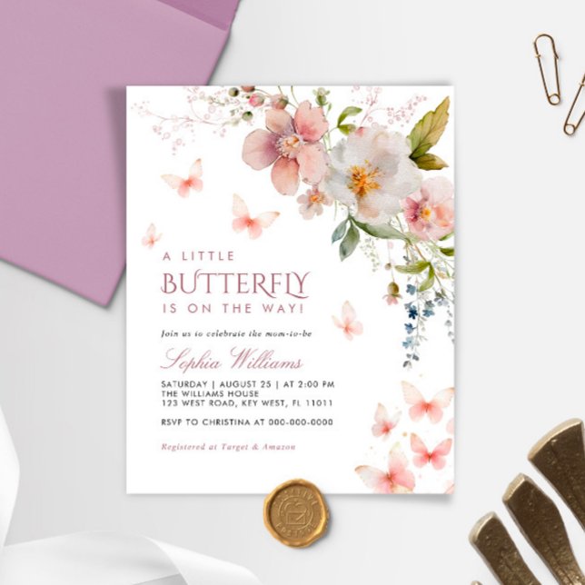 Budget A Little Butterfly Baby Shower Invitation (Creator Uploaded)