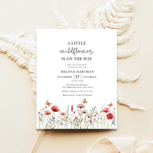 Budget A Little Wildflower Baby Shower Invitation (Creator Uploaded)