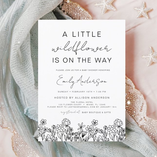 Budget A Little Wildflower Baby Shower Invitation Flyer (Creator Uploaded)