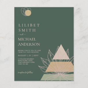 BUDGET Abstract Emerald Green Pampas Grass Wedding Flyer