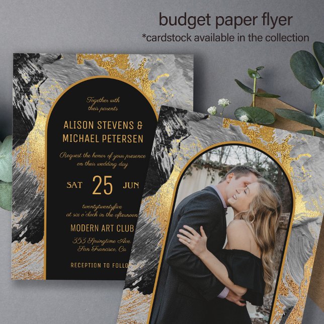 Budget abstract gold arch PHOTO wedding Invitation Flyer (Creator Uploaded)