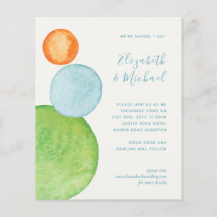 Budget Abstract Green Coral Aqua Wedding Invites