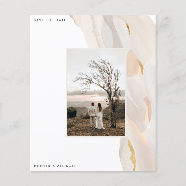 Budget Abstract Photo Save the Date Flyer (Front)