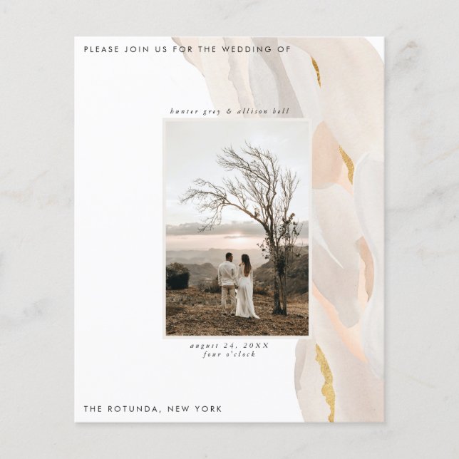 Budget Abstract Photo Wedding Invitaiton (Front)