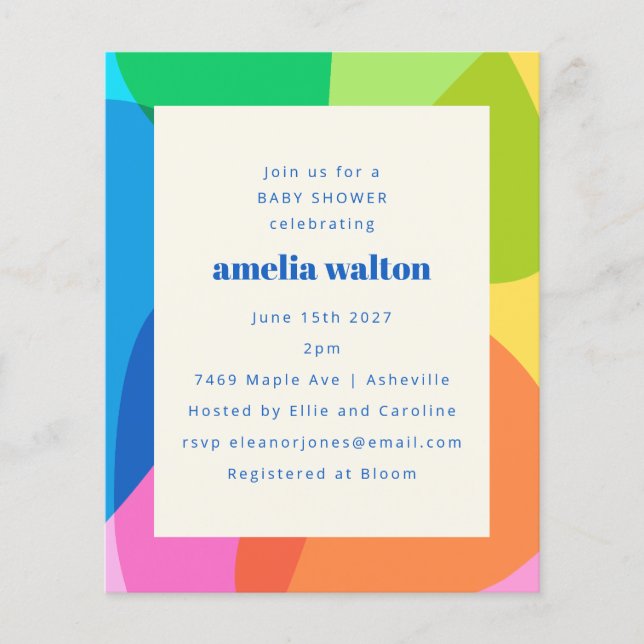 Budget Abstract Rainbow Baby Shower Invitation (Front)