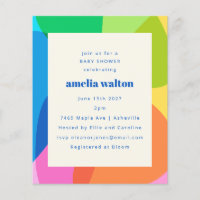 Budget Abstract Rainbow Baby Shower Invitation