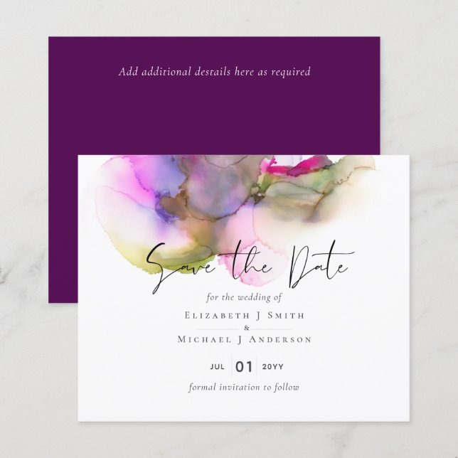 Budget Abstract Rainbow Purple Wedding (Front/Back)