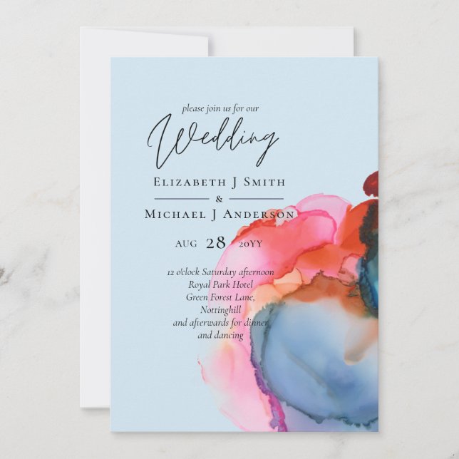 BUDGET abstract Rainbow Watercolor Wedding (Front)
