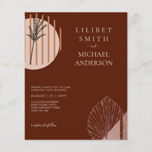 BUDGET Abstract Rust Beige Pampas Grass Wedding Flyer