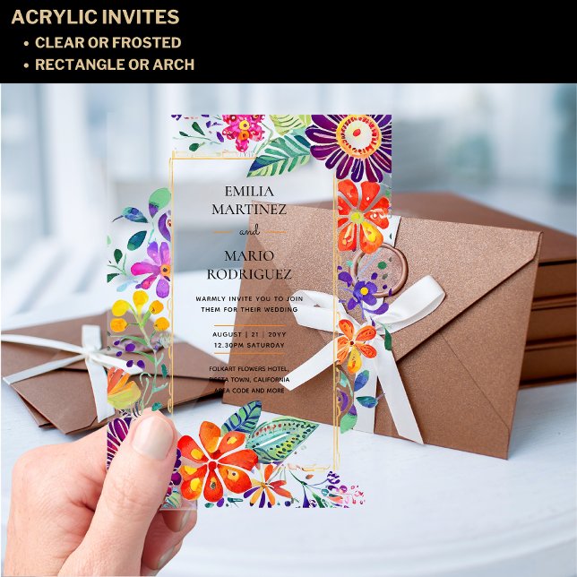 BUDGET Acrylic Clear Fiesta Floral Wedding Acrylic Invitations (Creator Uploaded)