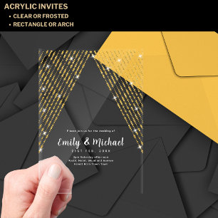 BUDGET Acrylic Clear Gold Lights Elegant Luxury Acrylic Invitations