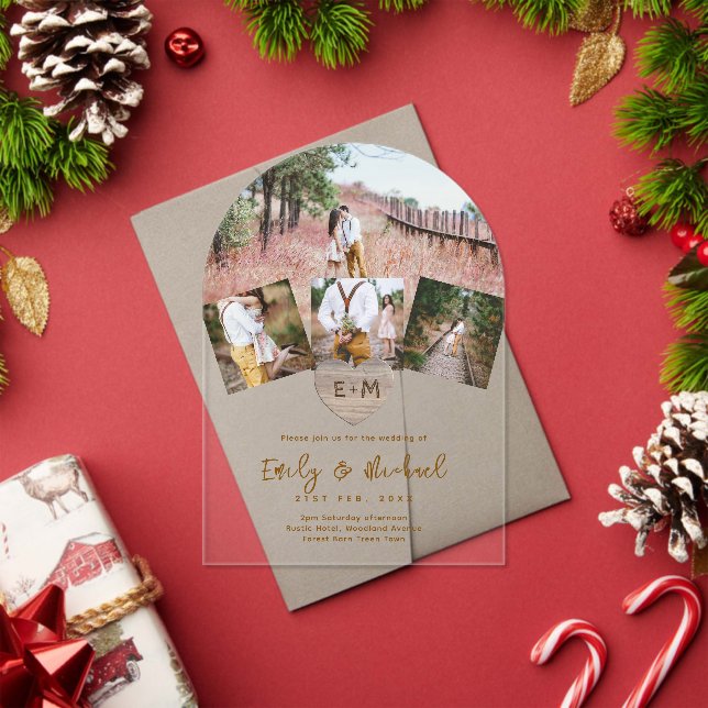 BUDGET Acrylic Clear Photo Collage Wedding Modern Invitations (Insitu (Holiday))