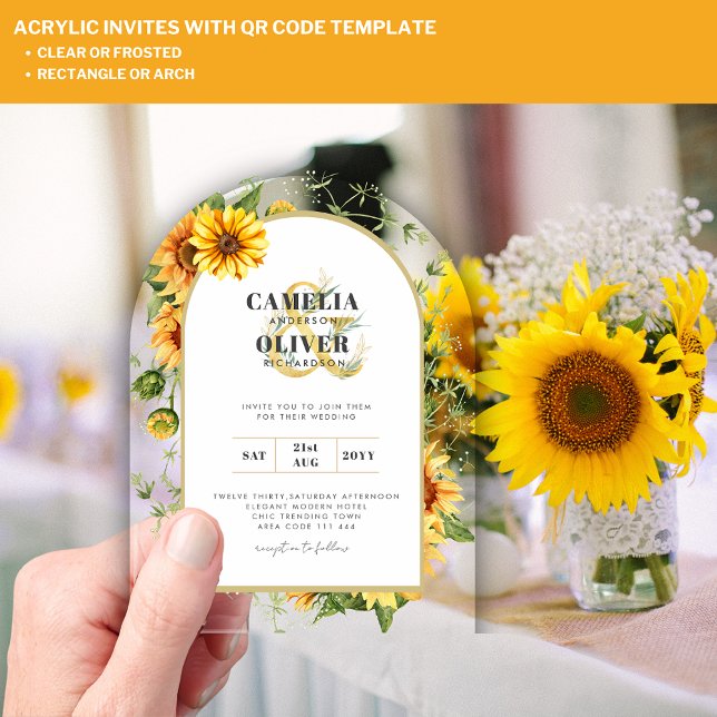 BUDGET Acrylic Clear Wedding Invite Sunflowers Acrylic Invitations (Creator Uploaded)