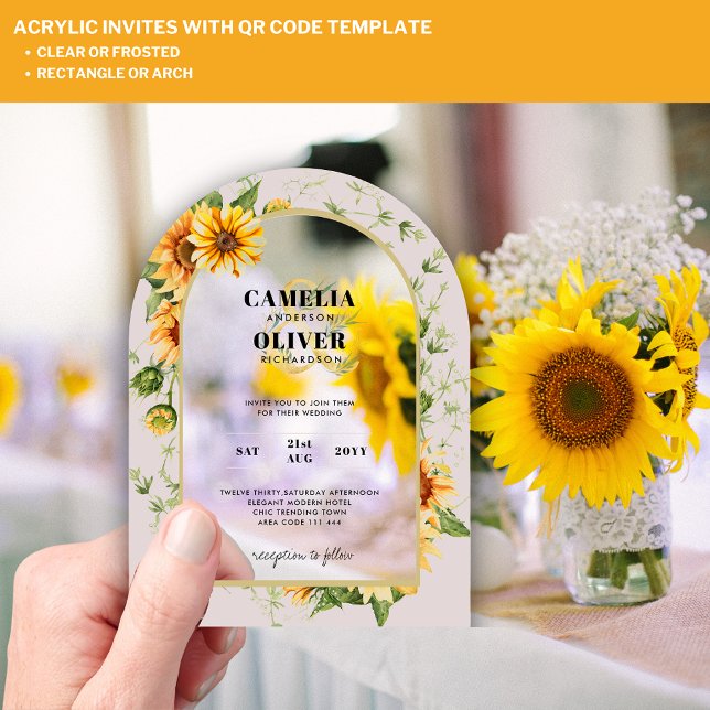 BUDGET Acrylic Clear Wedding Invite Sunflowers Acrylic Invitations (Creator Uploaded)
