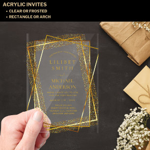 BUDGET Acrylic Wedding Gold Faux Foil Elegant Acrylic Invitations