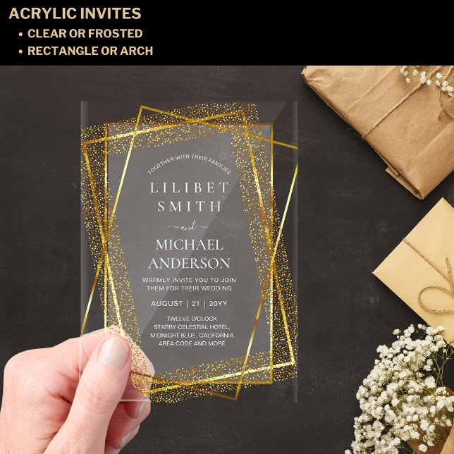 BUDGET Acrylic Wedding Gold Faux Foil Elegant Acrylic Invitations (Creator Uploaded)