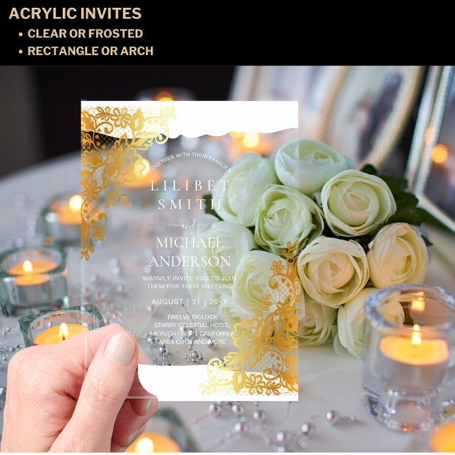 BUDGET Acrylic Wedding Gold Lace Filigree Elegant  Acrylic Invitations (Creator Uploaded)